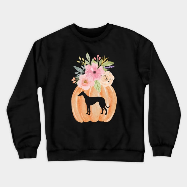 Greyhound Pumpkin with Fall Flowers Crewneck Sweatshirt by Houndie Love